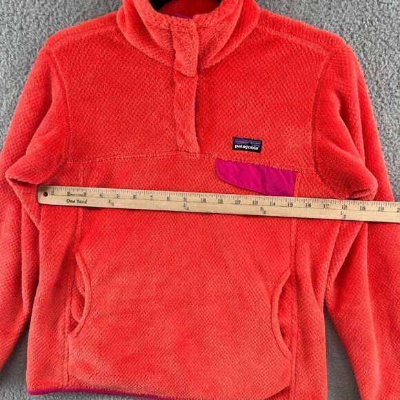 Patagonia Re-Tool T Snap Coral Orange Fleece Pullover - Picture 7 of 12